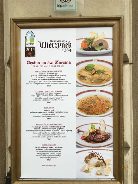 wierzynek menu ceny|Wierzynek